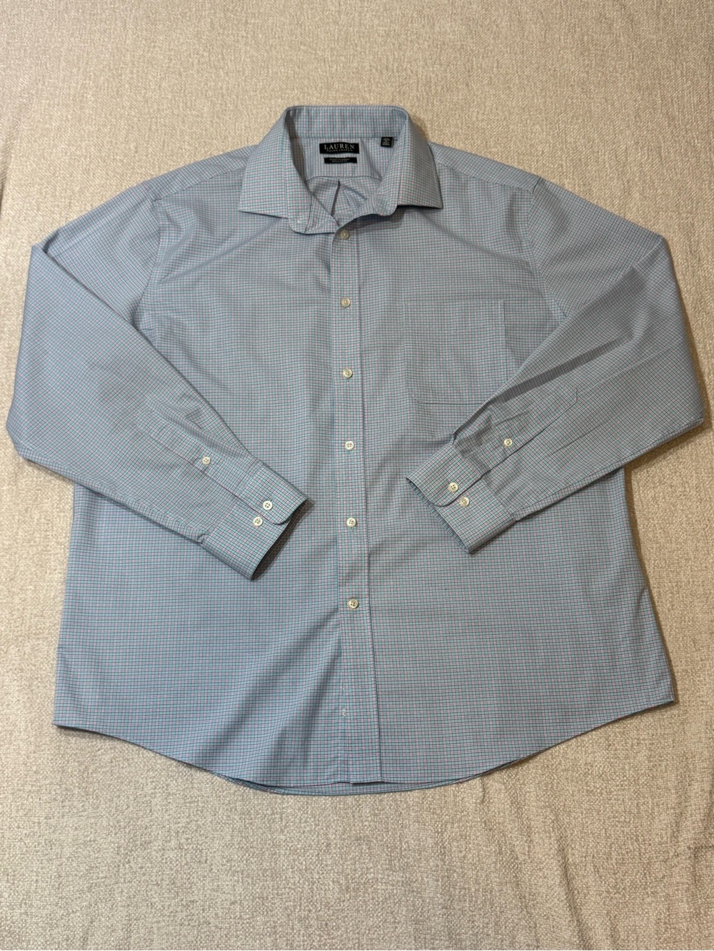 Lauren Ralph Lauren XL Plaid Stretch Shirt 17.5 34/35 Preppy Old Money